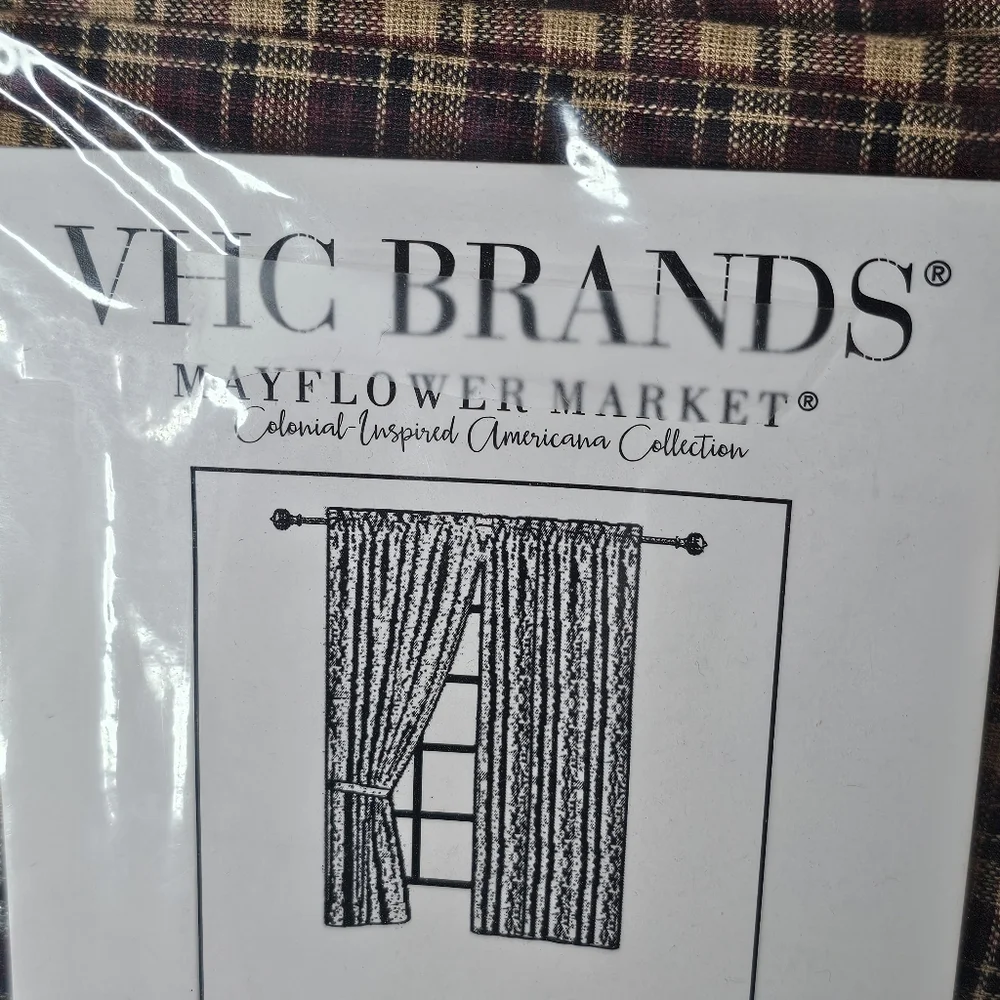 VHC Brands Patriotic Patch Plaid Short Panel Set of 2 63x36 Americana Collection
